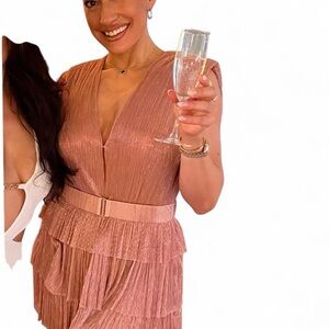 Sabina Musayev Pink Pleated Dress